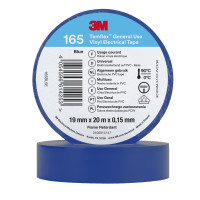 Banda electrică de vinil 3M ™ ™ TEMFLEX ™ 165, albastru, 19 mm x 20 m, 100 rulouri/carcasă