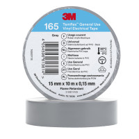 Banda electrică de vinil 3M ™ ™ TEMFLEX ™ 165, gri, 15 mm x 10 m, 100 rulouri/carcasă