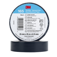 Banda electrică de vinil 3M ™ ™ TEMFLEX ™ 165, negru, 25 mm x 25 m, 100 rulouri/carcasă