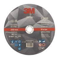 3M™ Silver Cut-Off Wheel, T41, 230 mm x 3 mm x 22.2 mm