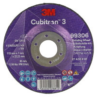 3M ™ Cubitron ™ 3 Wheel de măcinare a centrului depresiv, 99306, 36+, T27, 115 mm x 7 mm x 22,23 mm, EN, 10/pachet, 20 EA/CAZĂ